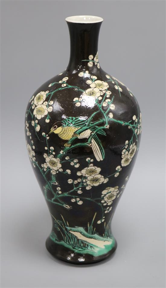 A Chinese famille noire vase height 37cm